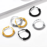 Minimalist Round Hoops Earrings Hypoallergenic Black/18K Plated