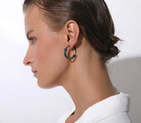 Minimalist Round Hoops Earrings Hypoallergenic Black/18K Plated