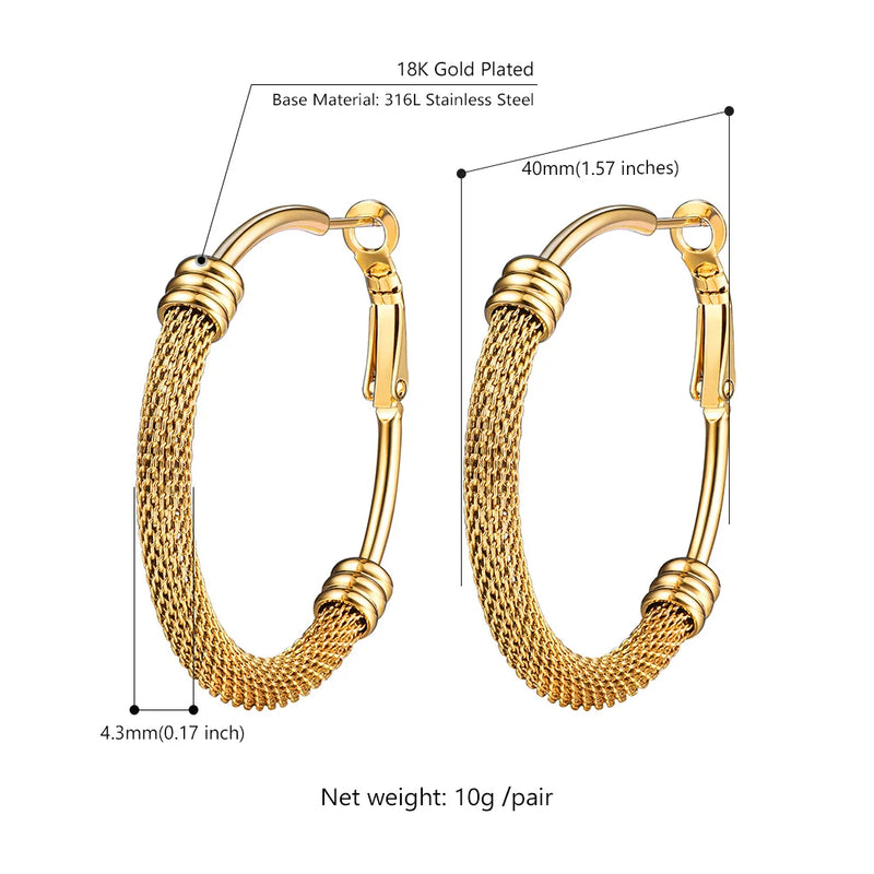Minimalist Round Hoops Earrings Hypoallergenic Black/18K Plated