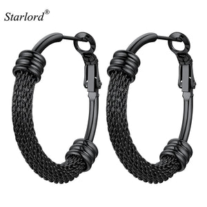Minimalist Round Hoops Earrings Hypoallergenic Black/18K Plated