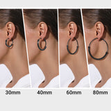 Minimalist Round Hoops Earrings Hypoallergenic Black/18K Plated