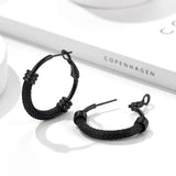 Minimalist Round Hoops Earrings Hypoallergenic Black/18K Plated