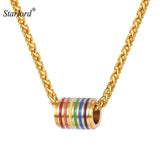 316L Stainless Steel LGBT Rainbow Pendant Jewelry Gay Pride Necklace