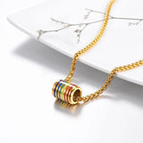 316L Stainless Steel LGBT Rainbow Pendant Jewelry Gay Pride Necklace