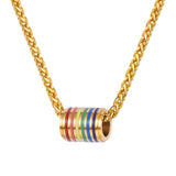 316L Stainless Steel LGBT Rainbow Pendant Jewelry Gay Pride Necklace