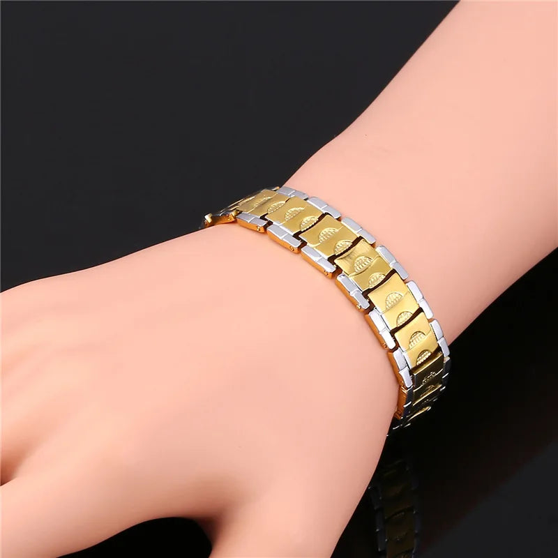 Men's Two Tone Hand Chain Bracelet H1654