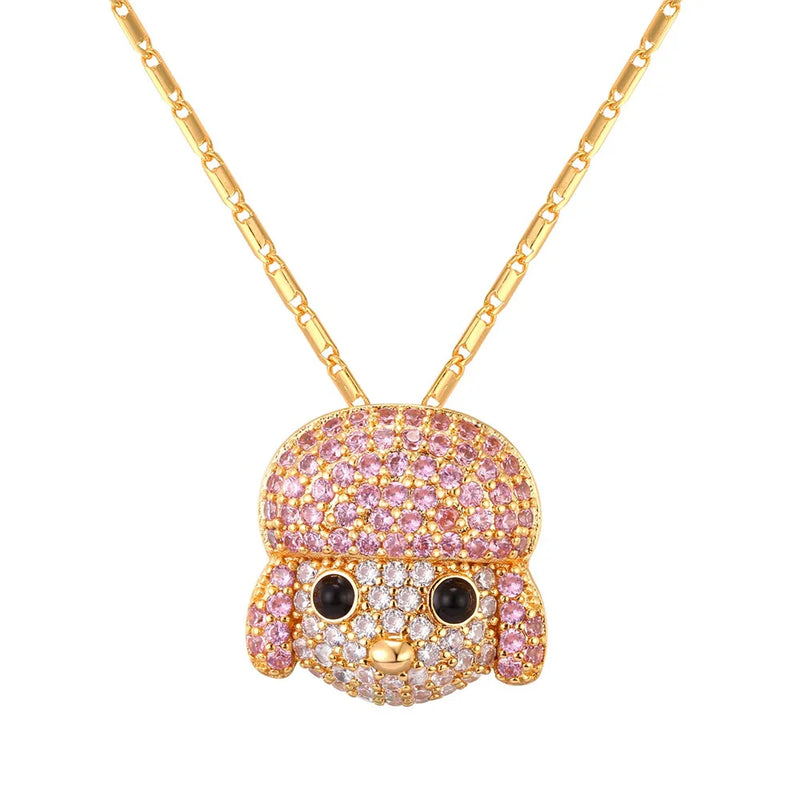 Poodle Pendant Necklace Gold/Silver AAA+ CZ Pet Jewelry