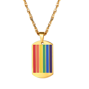 LGBT Rainbow Pendant Necklace Stainless Steel Chain Gift