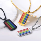 LGBT Rainbow Pendant Necklace Stainless Steel Chain Gift