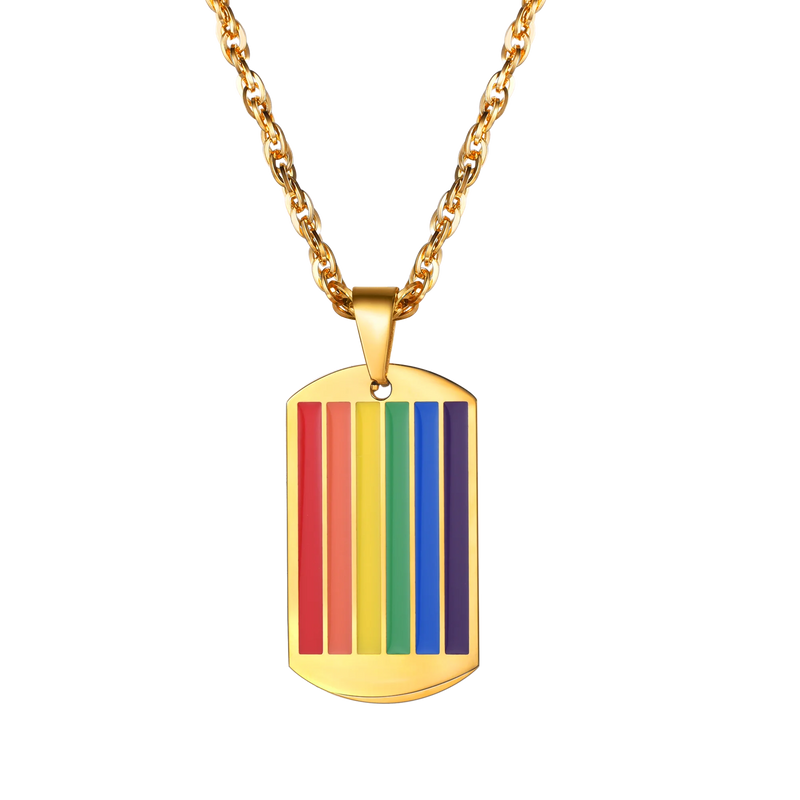 LGBT Rainbow Pendant Necklace Stainless Steel Chain Gift