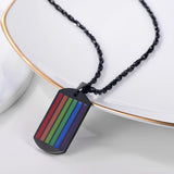 LGBT Rainbow Pendant Necklace Stainless Steel Chain Gift