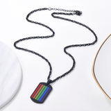 LGBT Rainbow Pendant Necklace Stainless Steel Chain Gift