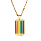 LGBT Rainbow Pendant Necklace Stainless Steel Chain Gift