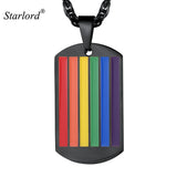 LGBT Rainbow Pendant Necklace Stainless Steel Chain Gift
