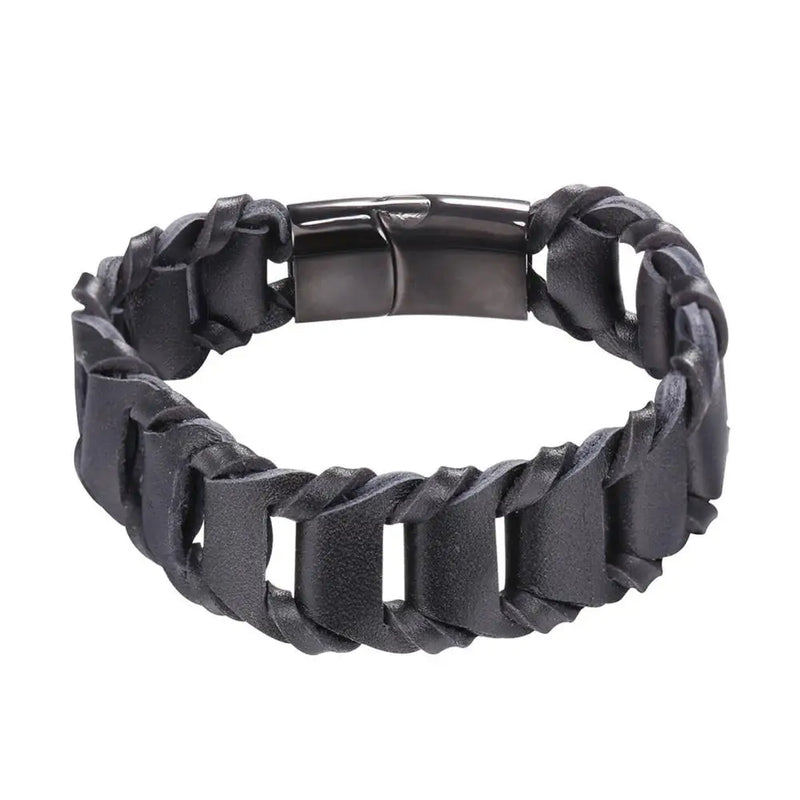 Men's Leather Bracelet with Stainless Steel Buckle GH2658