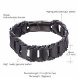Men's Leather Bracelet with Stainless Steel Buckle GH2658