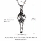Muscle Women Pendant Necklace Stainless Steel Weight Lifter Fitness Charm