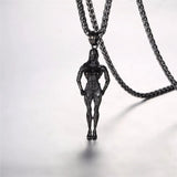 Muscle Women Pendant Necklace Stainless Steel Weight Lifter Fitness Charm
