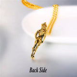 Muscle Women Pendant Necklace Stainless Steel Weight Lifter Fitness Charm