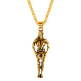 Muscle Women Pendant Necklace Stainless Steel Weight Lifter Fitness Charm