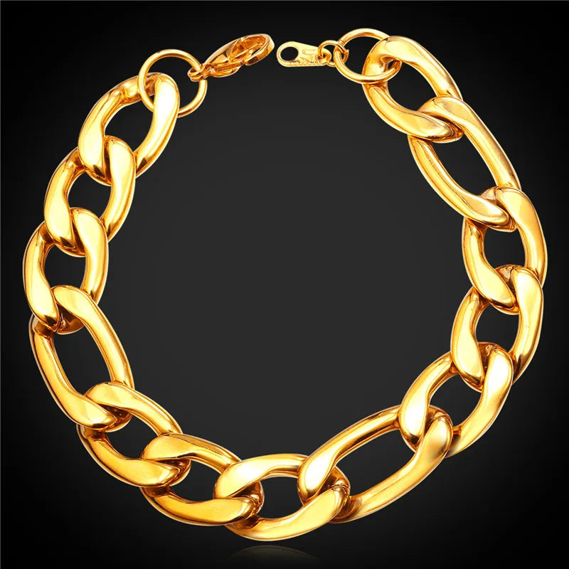 12mm Thick Rock Bracelet Stainless Steel Hand Chain Men Jewelry