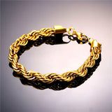 9MM Men's Stainless Steel Rope Bracelet Black Gun GH2179