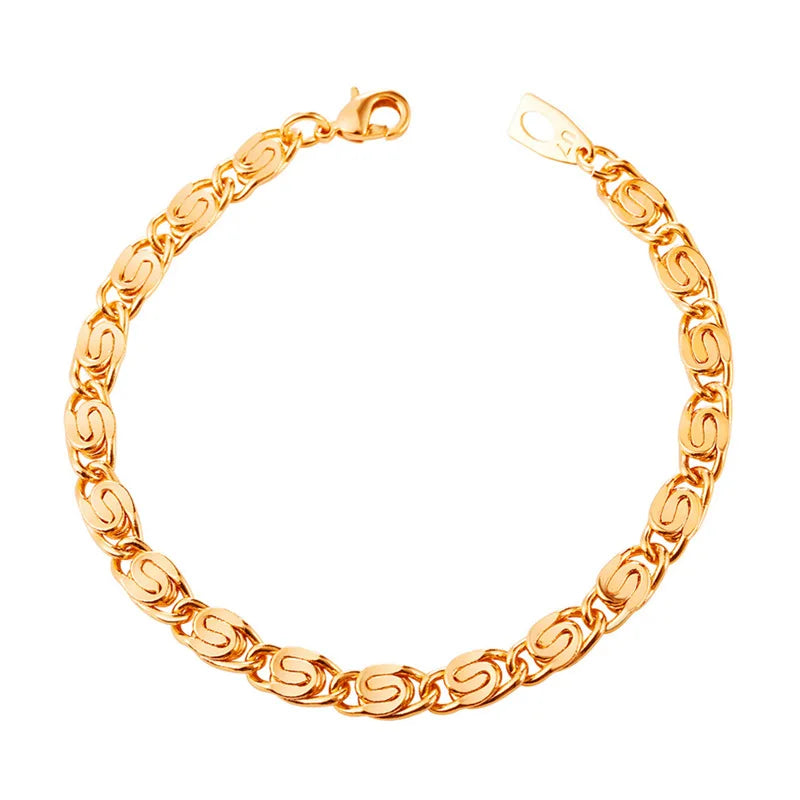 Snail Bracelets Gold/Silver/Black/Rose Chain 6MM Men's Bracelets H2516