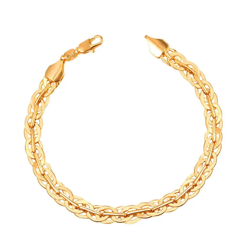 Spiga Wheat Bracelets Gold Silver Black Chain 7MM Men's Bracelets