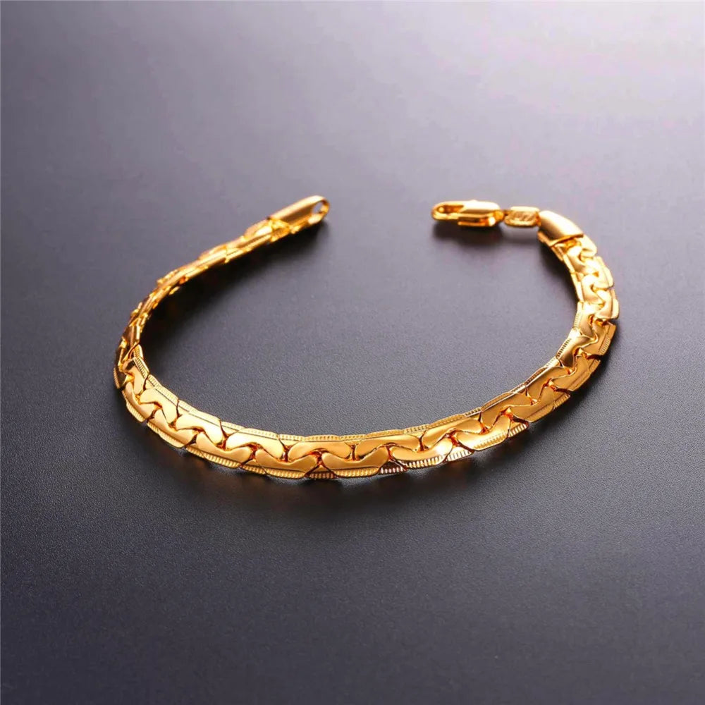 Venetian Bracelets 3 Gold/Silver/Black Snake Chain 6MM Friendship Bracelets