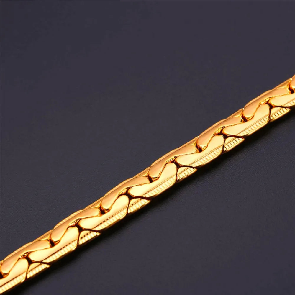 Venetian Bracelets 3 Gold/Silver/Black Snake Chain 6MM Friendship Bracelets