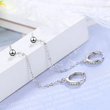 Starmoon 925 Silver Double Hole Zircon Earrings