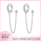 Starmoon 925 Silver Double Hole Zircon Earrings