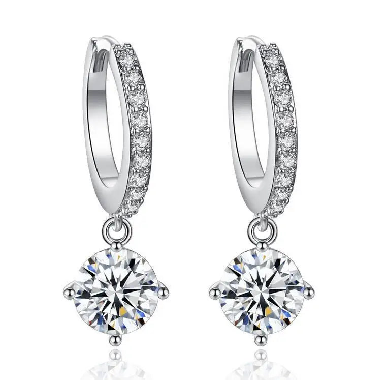 Starmoon 925 Silver CZ Drop Earrings For Women