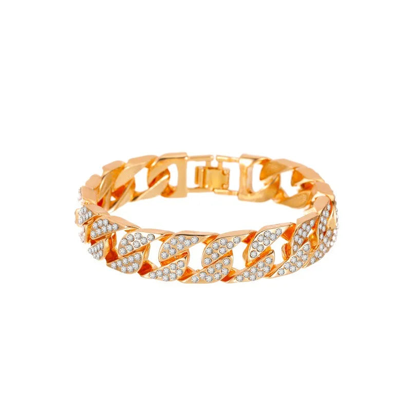 Starmoon Cuban Thick Link Chain Bracelet Crystal Bangles Bling