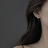 Starmoon 925 Sterling Silver Tassel Hoops Earrings Wedding Jewelry