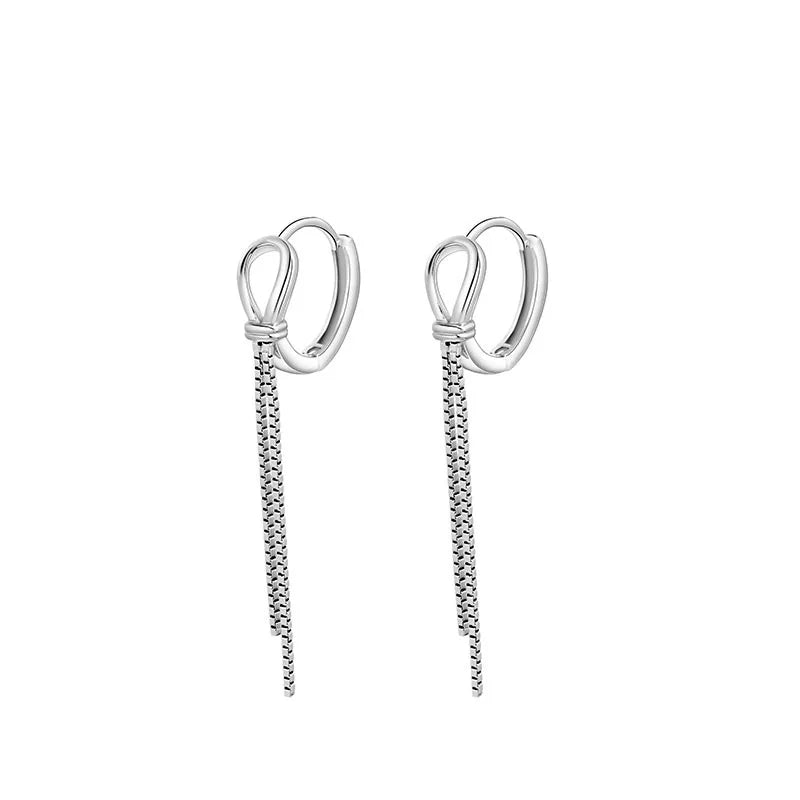 Starmoon 925 Sterling Silver Tassel Hoops Earrings Wedding Jewelry