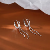 Starmoon 925 Sterling Silver Tassel Hoops Earrings Wedding Jewelry