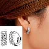 Starmoon 925 Silver Crystal Flower Hoop Earrings FQL3235
