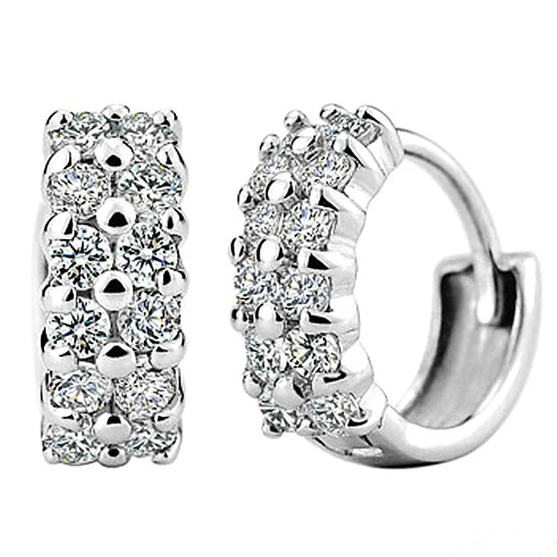 Starmoon 925 Silver Crystal Flower Hoop Earrings FQL3235