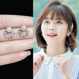 Zircon Snowflake Sterling Silver Stud Earrings