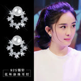 Zircon Snowflake Sterling Silver Stud Earrings