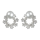 Zircon Snowflake Sterling Silver Stud Earrings