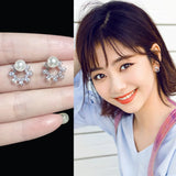 Zircon Snowflake Sterling Silver Stud Earrings