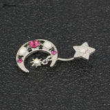 Dual Stars Sun Belly Piercing Surgical Steel Bar Navel Piercing Jewelry