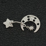 Dual Stars Sun Belly Piercing Surgical Steel Bar Navel Piercing Jewelry