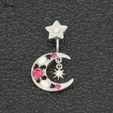 Dual Stars Sun Belly Piercing Surgical Steel Bar Navel Piercing Jewelry