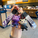 Starry Sky Gradient Bear Keychain Couple Bag Pendant Key Ring Chain Accessories