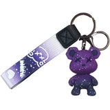 Starry Sky Gradient Bear Keychain Couple Bag Pendant Key Ring Chain Accessories