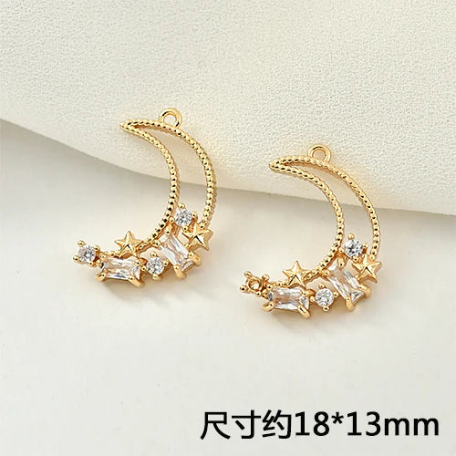 Zircon Hollow Pendant Copper Plating 18k DIY Necklace Bracelet Earrings