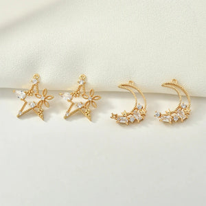 Zircon Hollow Pendant Copper Plating 18k DIY Necklace Bracelet Earrings